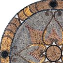 Brown Patterened Mosaic Medallion, 36" close-up