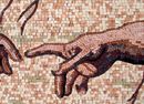 The Creation of Adam Reproduction Mosaic, 28"x40" close-up
