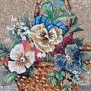Basket of Mixed Flowers Mosaic close-up