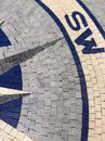 Blue and Gray Compass Rose Mosaic Medallion close-up
