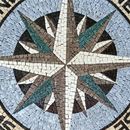 Sea Grey Compass Mosaic, 48" close-up