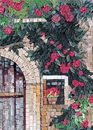 Front Door with Flowers Mosaic, 32"x40" close-up