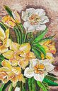 Vase with Yellow and White Flowers Mosaic close-up