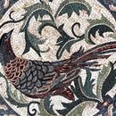 Round Pheasant Decorative Mosaic, 30" close-up