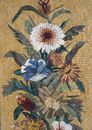 Flower Display on Gold Mosaic close-up