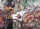 Tuscan Wine and Fruit Mosaic, 36"x26" close-up