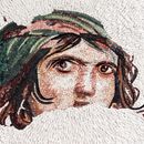 Reproduction of Ancient “Gypsy Girl" of Zeugma Mosaic close-up
