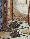 Flute Player and Turtles Mosaic close-up