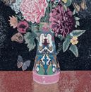 Лилии и хризантемы, мозаика крупным планом