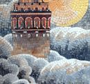 Minaret in Clouds Mosaic close-up
