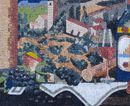 Mosaik Landschaft und ein Glas Wein Zoom