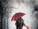 Woman with a Red Umbrella Mosaic крупным планом