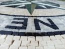 Green Compass Rose Mosaic, 32" close-up