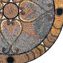 Brown Patterened Mosaic Medallion, 36" close-up