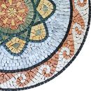 Flower Patterned Mosaic Medallion with Wave Border, 32" close-up
