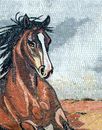 Brown Horse Running Mosaic close-up