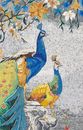 Elegant Peacocks and Flowers Mosaic крупным планом