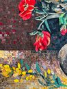 Van Gogh Poppy Flowers Mosaic Reproduction крупным планом