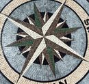 Emerald and White Compass Mosaic, 30" close-up
