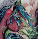 Woman with Horse Mosaic close-up