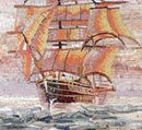 Mosaik Segelschiff Sonnenuntergang, 75x110 cm Zoom