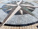 Round Multicolored Compass Mosaic, 48" close-up