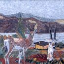 Осень, пейзаж из мозаики крупным планом