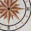 Brown and White Compass Mosaic, 32" close-up