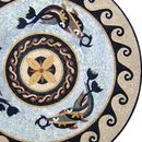 Round Roman Dolphin Patterned Mosaic, 60" close-up