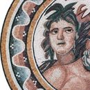 Фавны, медальон из мозаики крупным планом