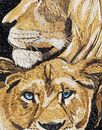 Portrait of Lion and Lioness Mosaic крупным планом