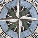 Green and Brown Compass Mosaic, 36" close-up