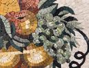 Gold Fruit Bowl Vignette Mosaic Backsplash close-up