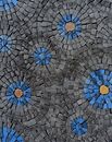Mosaik Blumen Schwarz Blau, 40x55 cm Zoom