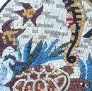Seahorses and Turtle Mosaic close-up