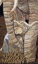 Elephant Embracing Young Calf Mosaic Wall Art close-up