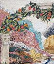Zwei Pfaue unter einem Torbogen Mosaik, 115x160 cm Zoom