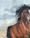 Brown Horse Running Mosaic close-up