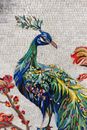 Perched Royal Peacock Mosaic Wall Art close-up