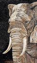 Elephant Embracing Young Calf Mosaic Wall Art close-up