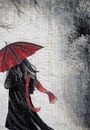 Woman with a Red Umbrella Mosaic крупным планом