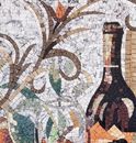 Fruit and Wine Still-Life Mosaic close-up