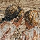 Two Children Playing on a Beach Mosaic close-up