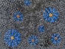 Mosaik Blumen Schwarz Blau, 40x55 cm Zoom