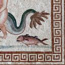 Эрос верхнем на дельфине, мозаика крупным планом