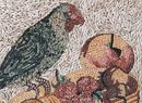 Papagei mit Früchten Mosaikwandbild Zoom