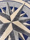 Blue and Gray Compass Rose Mosaic Medallion close-up