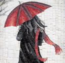 Woman with a Red Umbrella Mosaic крупным планом