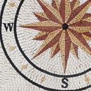 Brown and White Compass Mosaic, 32" close-up
