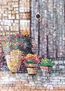 Front Door with Flowers Mosaic, 32"x40" close-up